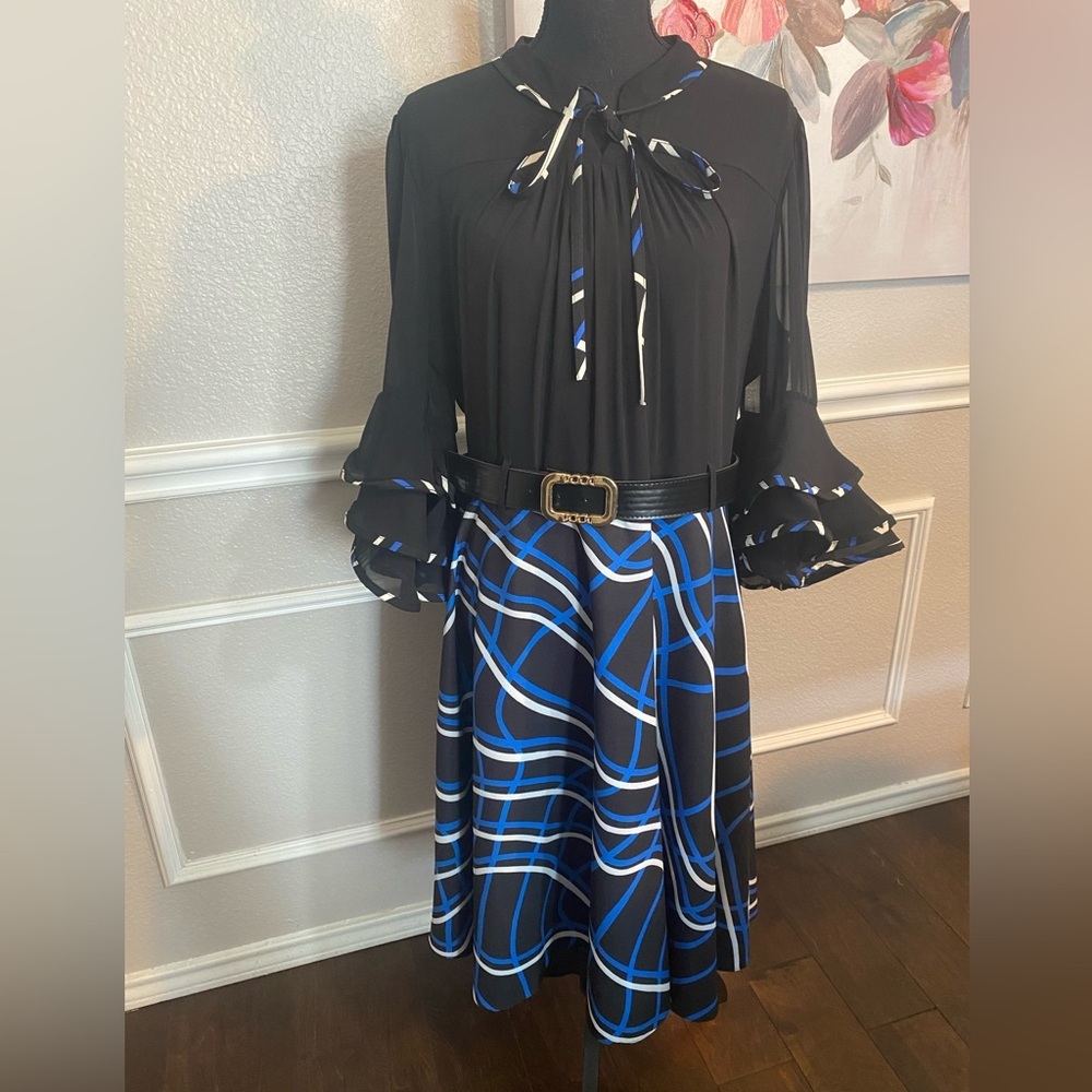 NWT Connectome Dress || Size: (16) see measurements || Black, Blue, White - Picture 2 of 8